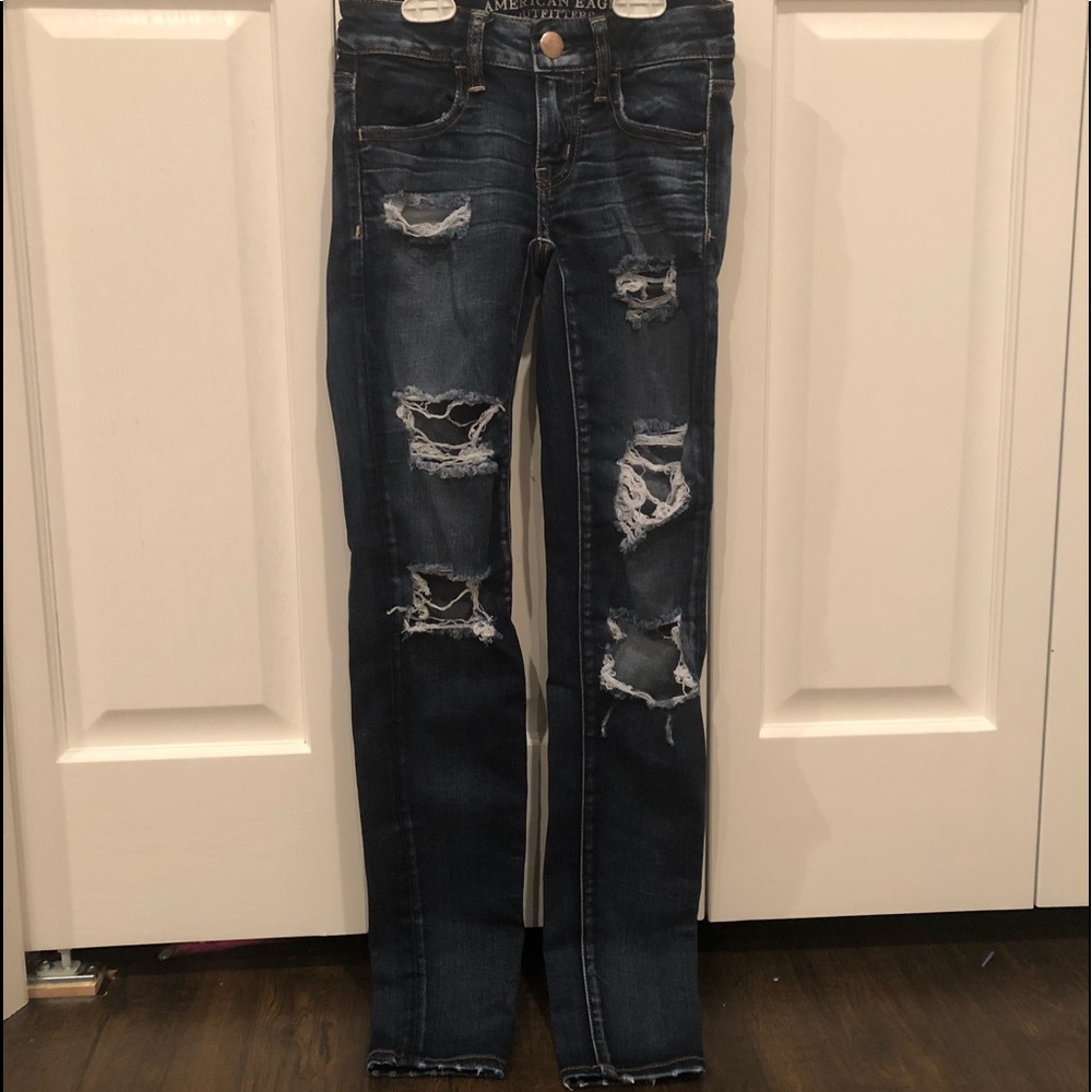 American eagle super low jeggings ripped